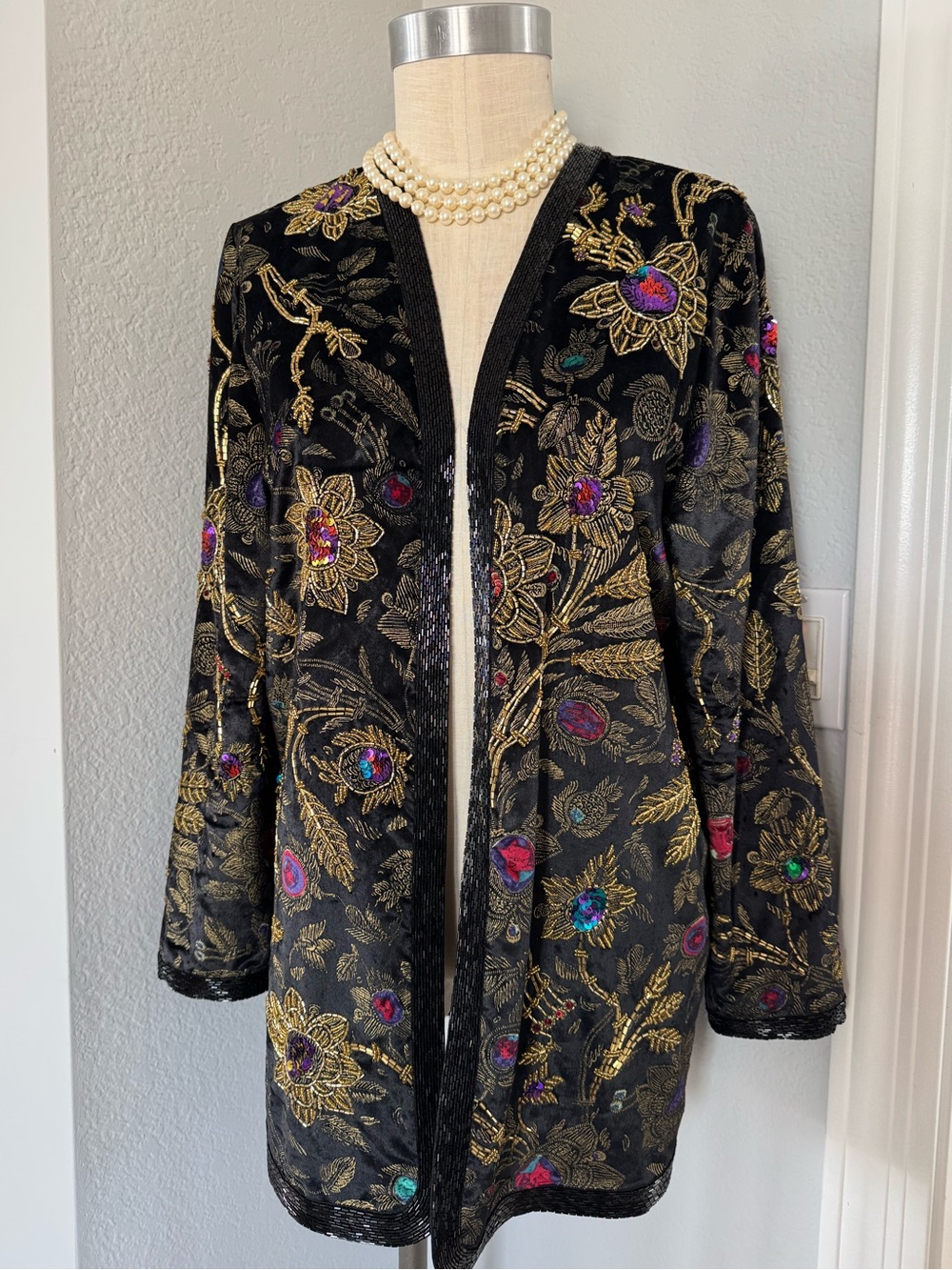 Diane Freis Velvet Sequin Beaded Jacket